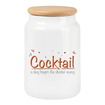 a cocktail a day keeps the doctor away TYPO - Keksdose mit Holzdeckel - Weiß - Vorne