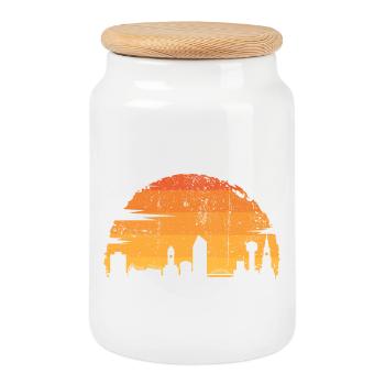 Urbane Sonnenuntergangssilhouette - Keksdose mit Holzdeckel - Weiß - Vorne
