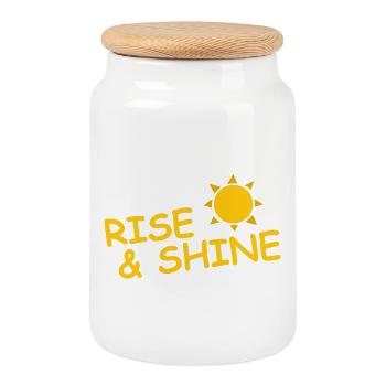 RISE & SHINE - Cookie Jar with Wooden Lid - white - Front