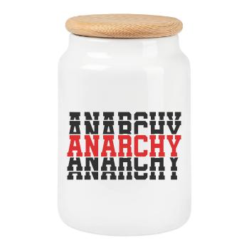 t-shirt Anarchy t-shirt gift idea stacked text - Cookie Jar with Wooden Lid - white - Front
