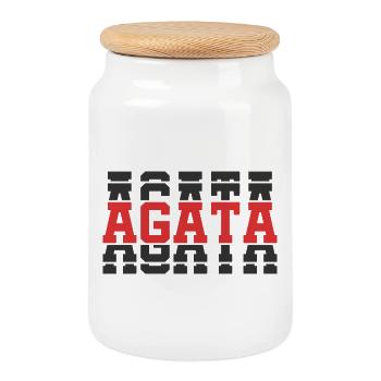 t-shirt agate t-shirt gift idea stacked text - Cookie Jar with Wooden Lid - white - Front