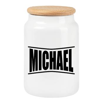 T-Shirt Michael T-Shirt Geschenkidee - Keksdose mit Holzdeckel - Weiß - Vorne
