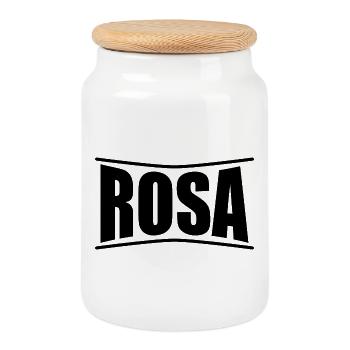 T-shirt rose T-shirt idée cadeau - Boîte à biscuits avec couvercle en bois - blanc - Devant