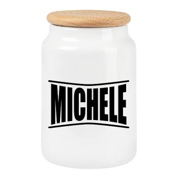 t-shirt Michele t-shirt gift idea - Cookie Jar with Wooden Lid - white - Front