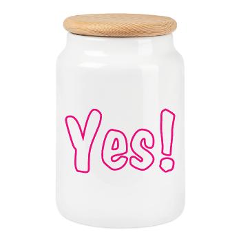 Yes Pink - Keksdose mit Holzdeckel - Weiß - Vorne