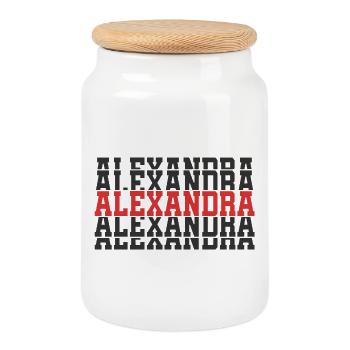 Alexandra t-shirt stacked text gift t-shirt - Cookie Jar with Wooden Lid - white - Front