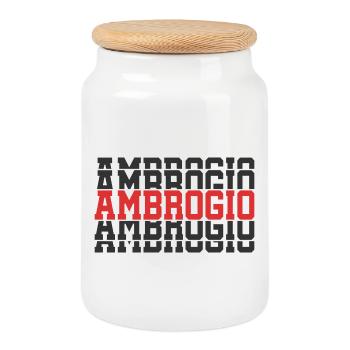 t-shirt Ambrogio gift t-shirt stacked text - Cookie Jar with Wooden Lid - white - Front