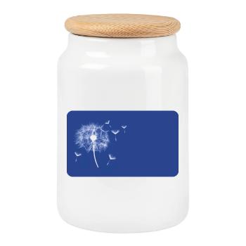 Bleu pissenlit - personnalisable - Boîte à biscuits avec couvercle en bois - blanc - Devant