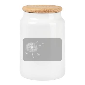 Pissenlit gris | personnalisable - Boîte à biscuits avec couvercle en bois - blanc - Devant