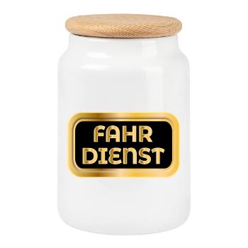 FAHRDIENST TRANSPORT - Keksdose mit Holzdeckel - Weiß - Vorne