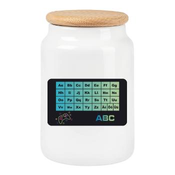 Spielecontroller - ABC Alphabet - Keksdose mit Holzdeckel - Weiß - Vorne