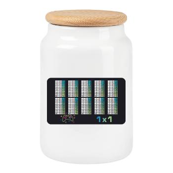 Spielecontroller - Kleines 1x1 - Mathematik - Keksdose mit Holzdeckel - Weiß - Vorne