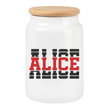 t-shirt Alice t-shirt gift idea stacked text - Cookie Jar with Wooden Lid - white - Front