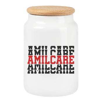 t-shirt Amilcare t-shirt gift stacked text - Cookie Jar with Wooden Lid - white - Front