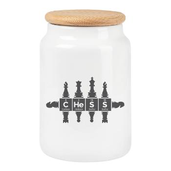retro figurines periodic table funny icon logo - Cookie Jar with Wooden Lid - white - Front