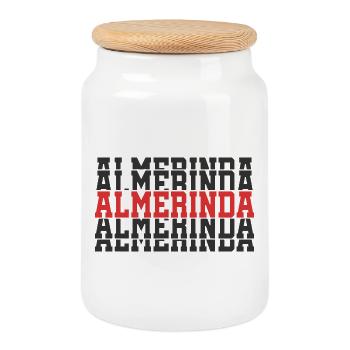 Almerinda t-shirt gift t-shirt stacked text - Cookie Jar with Wooden Lid - white - Front