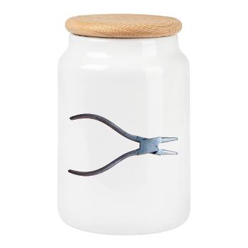 Illustration de la vieille pince - Boîte à biscuits avec couvercle en bois - blanc - Devant