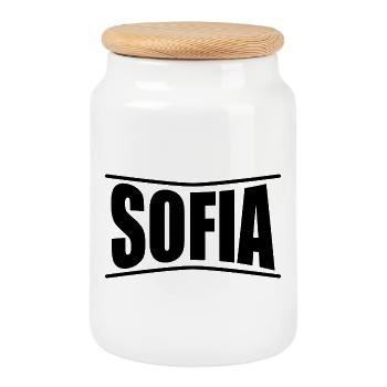 t-shirt Sofia t-shirt gift idea - Cookie Jar with Wooden Lid - white - Front