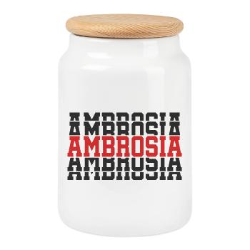 Ambrosia t-shirt stacked text gift t-shirt - Cookie Jar with Wooden Lid - white - Front
