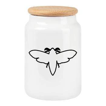 Papillon de nuit 2 - Boîte à biscuits avec couvercle en bois - blanc - Devant
