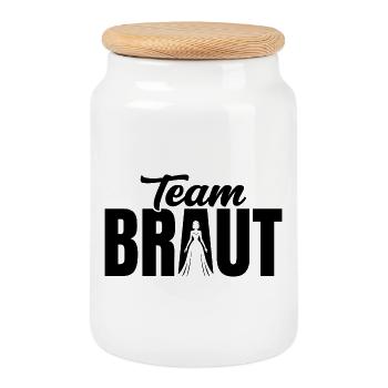 Team Braut JGA Outfit Junggesellenabschied Party - Keksdose mit Holzdeckel - Weiß - Vorne