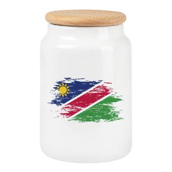 Namibia Flagge used - Keksdose mit Holzdeckel - Weiß - Vorne