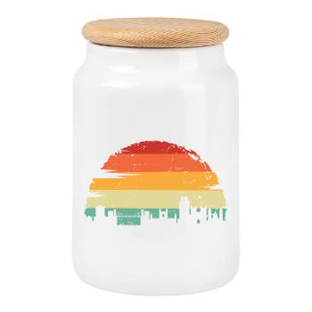 Silhouette d’horizon du coucher de soleil - Boîte à biscuits avec couvercle en bois - blanc - Devant