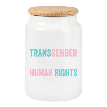 Mois de la fierté LGBTQ - Les droits des transgenres sont humains - Boîte à biscuits avec couvercle en bois - blanc - Devant
