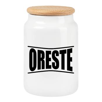 Oreste t-shirt t-shirt gift idea - Cookie Jar with Wooden Lid - white - Front