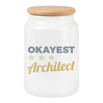 Architecte le plus correct - Boîte à biscuits avec couvercle en bois - blanc - Devant