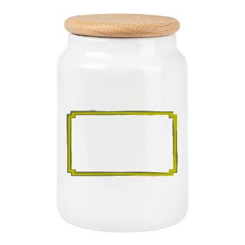cadre jaune-gris - Boîte à biscuits avec couvercle en bois - blanc - Devant