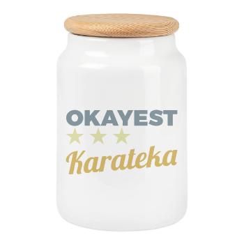 Okayest Karateka - Cookie Jar with Wooden Lid - white - Front