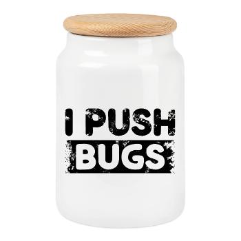 I Push Bugs - Cookie Jar with Wooden Lid - white - Front