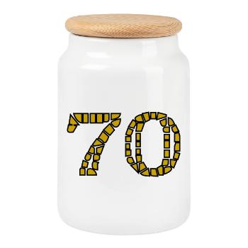 JAHRESTAG. ALLES GUTE ZUM GEBURTSTAG. ALLES GUTE ZUM GEBURTSTAG. - Keksdose mit Holzdeckel - Weiß - Vorne