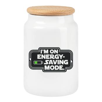 I'm On Energy-Saving Mode - Cookie Jar with Wooden Lid - white - Front