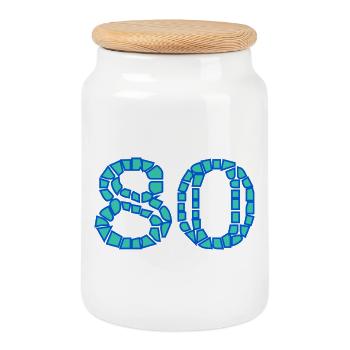80. 80 ANS. 80e ANNIVERSAIRE. ANNIVERSAIRE 80 ANS. - Boîte à biscuits avec couvercle en bois - blanc - Devant