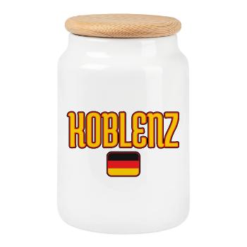 Koblenz Germany Flag Design - Cookie Jar with Wooden Lid - white - Front