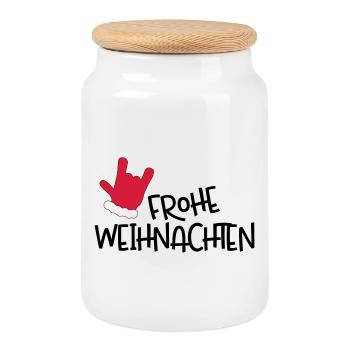 Merry Christmas - Cookie Jar with Wooden Lid - white - Front