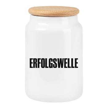 Erfolgswelle Erfolg für Gründer Unternehmer - Keksdose mit Holzdeckel - Weiß - Vorne