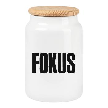 Fokus Spruch für Gründer Unternehmer Startup - Keksdose mit Holzdeckel - Weiß - Vorne