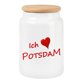 I love Potsdam - Cookie Jar with Wooden Lid - white - Front