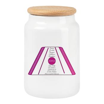 Hackbrett lila pink - Keksdose mit Holzdeckel - Weiß - Vorne