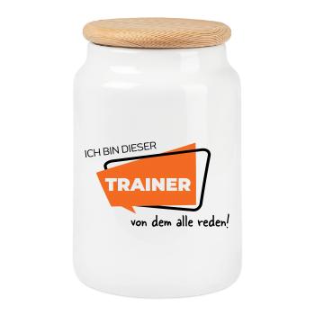 Ich bin dieser Trainer von dem alle reden - Keksdose mit Holzdeckel - Weiß - Vorne