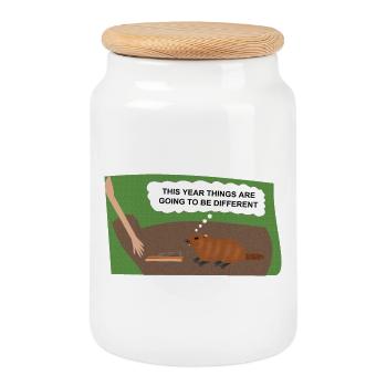 Evil Groundhog Gets Revenge - Cookie Jar with Wooden Lid - white - Front