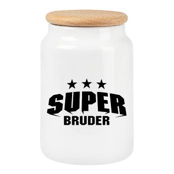 Super Bruder - Keksdose mit Holzdeckel - Weiß - Vorne
