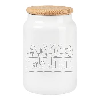43 AMOR FATI - Boîte à biscuits avec couvercle en bois - blanc - Devant