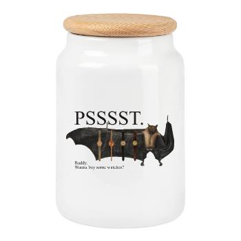 Pssst... Bat Watch Dealer - Cookie Jar with Wooden Lid - white - Front