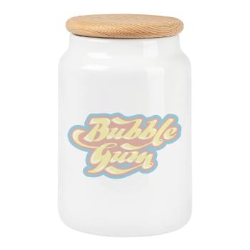 Bubblegum Retro Schriftzug - Keksdose mit Holzdeckel - Weiß - Vorne
