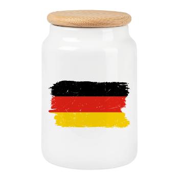 Red Yellow Brush Flag Graphic - Cookie Jar with Wooden Lid - white - Front