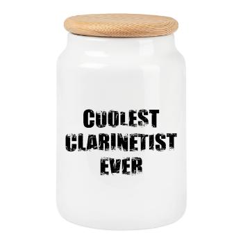 Clarinettiste cool - Boîte à biscuits avec couvercle en bois - blanc - Devant